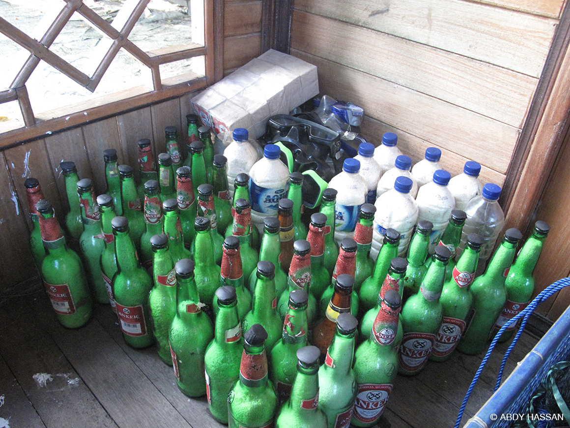 homemade "fish bombs" seized on illegal fishing vessel in Raja Ampat, Indonesia